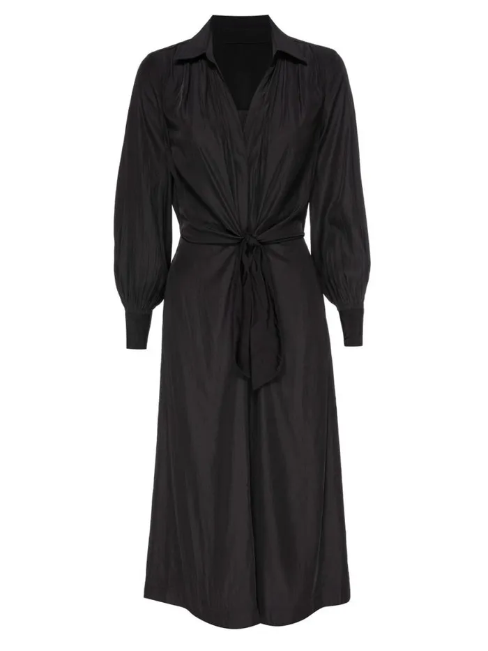Shop Brochu Walker Dresses The Madsen Midi Shirt Dress Black Onyx