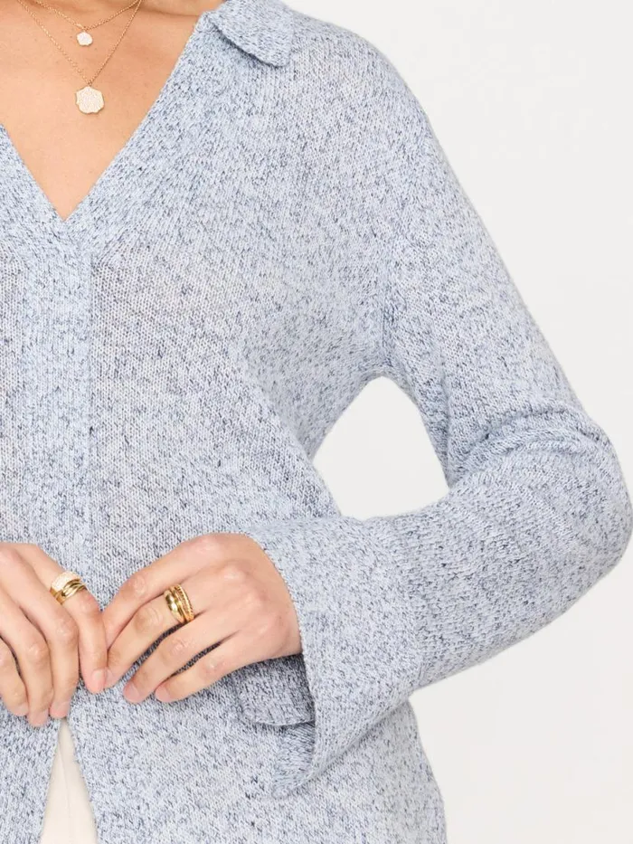 Shop Brochu Walker Sweaters The Ansel Polo Pullover Skye Blue Marl