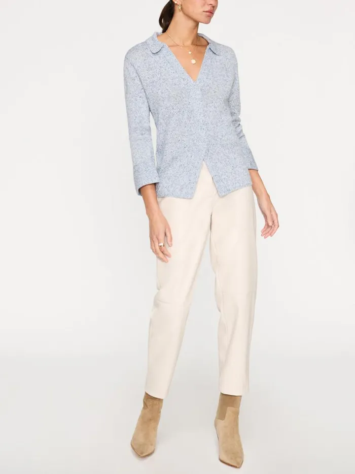 Shop Brochu Walker Sweaters The Ansel Polo Pullover Skye Blue Marl