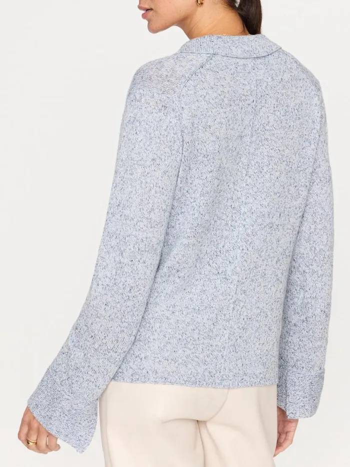 Shop Brochu Walker Sweaters The Ansel Polo Pullover Skye Blue Marl