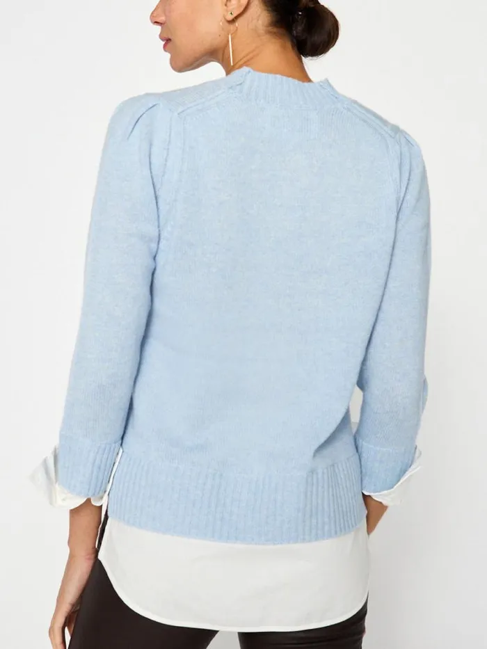 Shop Brochu Walker Sweaters The Eton Layered Crew Looker Skye Blue Melange With White Underlayer
