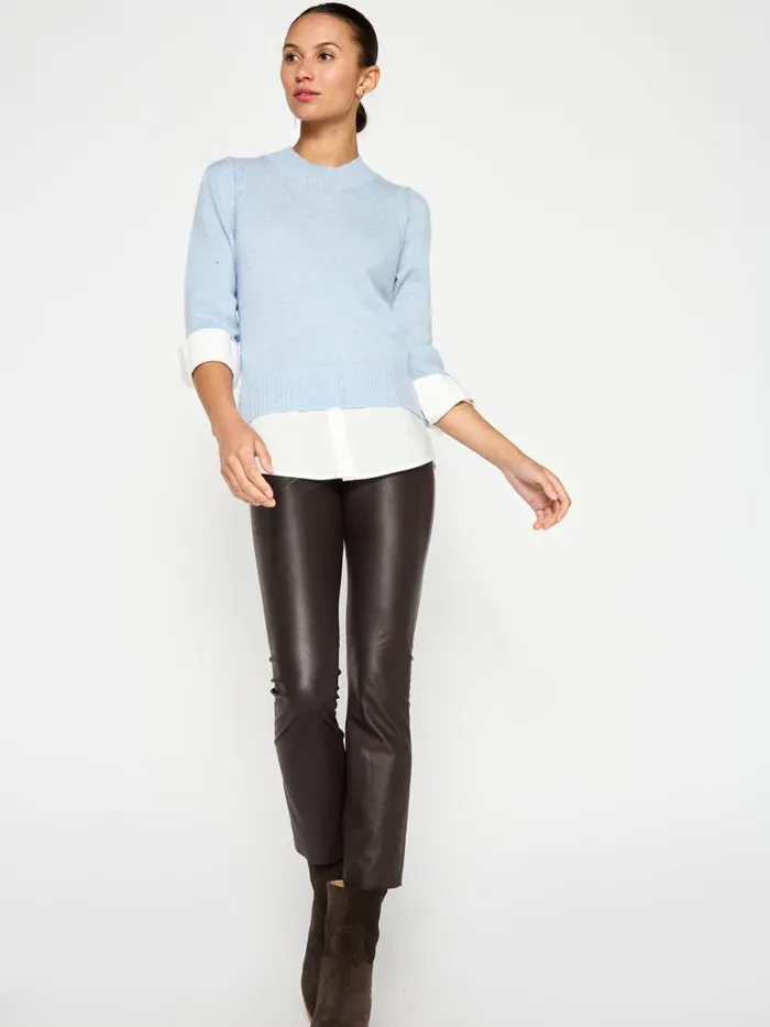 Shop Brochu Walker Sweaters The Eton Layered Crew Looker Skye Blue Melange With White Underlayer