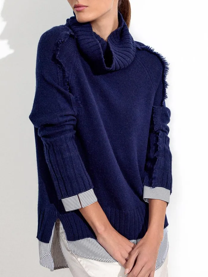Shop Brochu Walker Sweaters The Jolie Fringe Striped Layered Looker Navy W Stripe Woven Shop Brochu Walker Sweaters The Jolie Fringe Striped Layered Looker Navy W Stripe Woven
