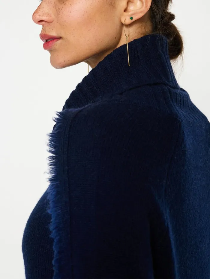 Shop Brochu Walker Sweaters The Jolie Fringe Striped Layered Looker Navy W Stripe Woven