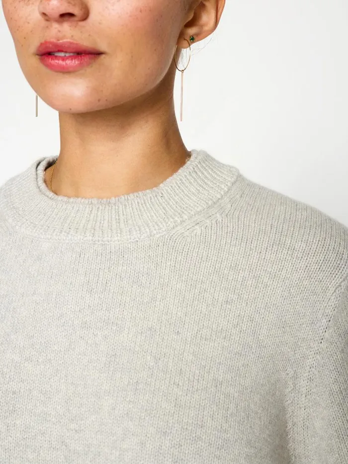 Shop Brochu Walker Sweaters The Raya Ruched Crew Looker Oyster Grey Melange W White