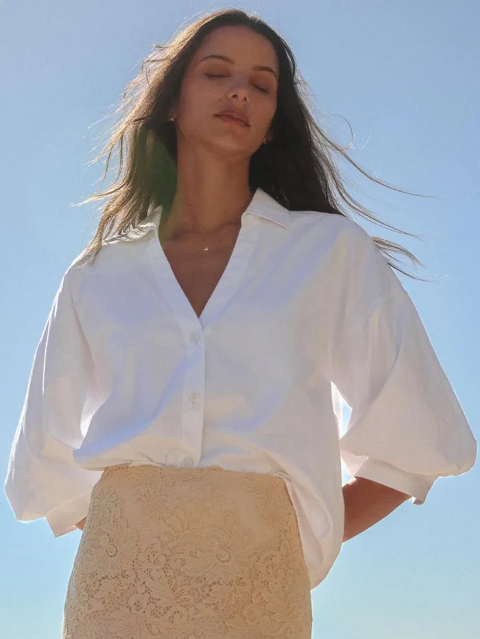 Shop Brochu Walker Tops The Kate Shirt Salt White