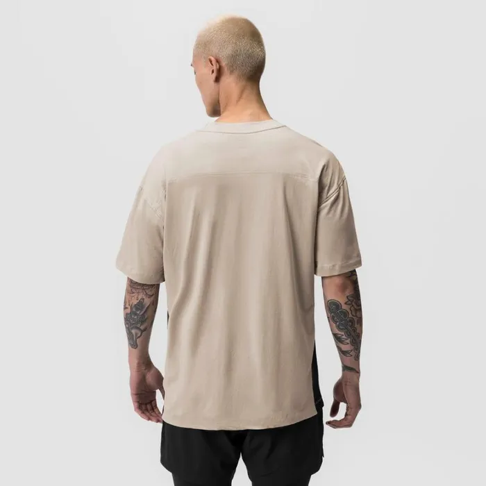 Short Sleeves Men ASRV Supima Mesh Panel Oversized Tee Beige