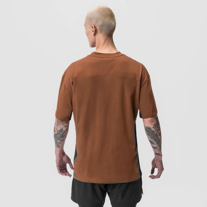 Short Sleeves Men ASRV Supima Mesh Panel Oversized Tee Rust