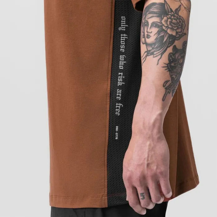 Short Sleeves Men ASRV Supima Mesh Panel Oversized Tee Rust