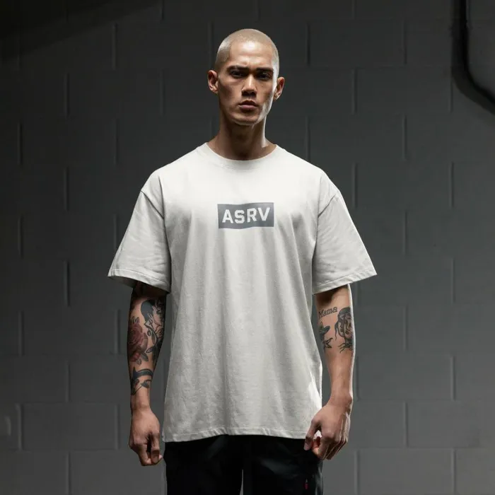 Short Sleeves Men ASRV Technical Essentials Relaxed Tee Stone 034box Logo034