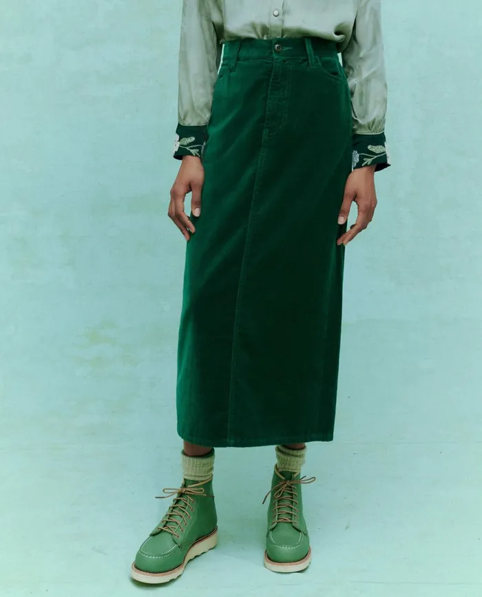 Skirts and Shorts Women The Great The Velvet Column Skirt Emerald