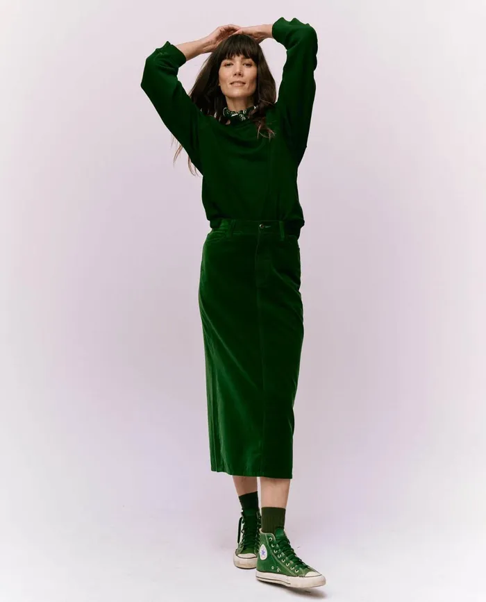 Skirts and Shorts Women The Great The Velvet Column Skirt Emerald Skirts and Shorts Women The Great The Velvet Column Skirt Emerald