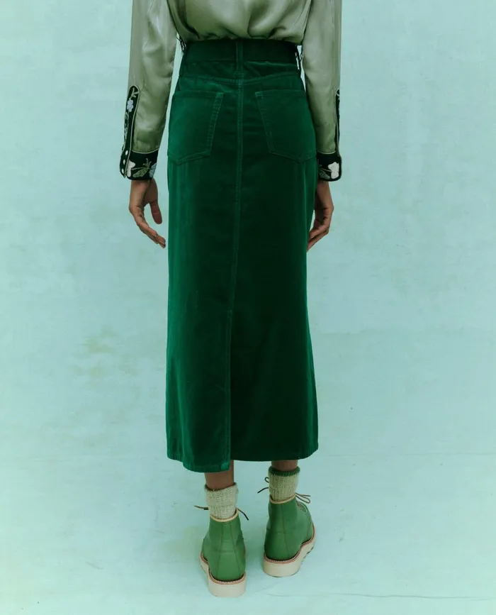 Skirts and Shorts Women The Great The Velvet Column Skirt Emerald Skirts and Shorts Women The Great The Velvet Column Skirt Emerald