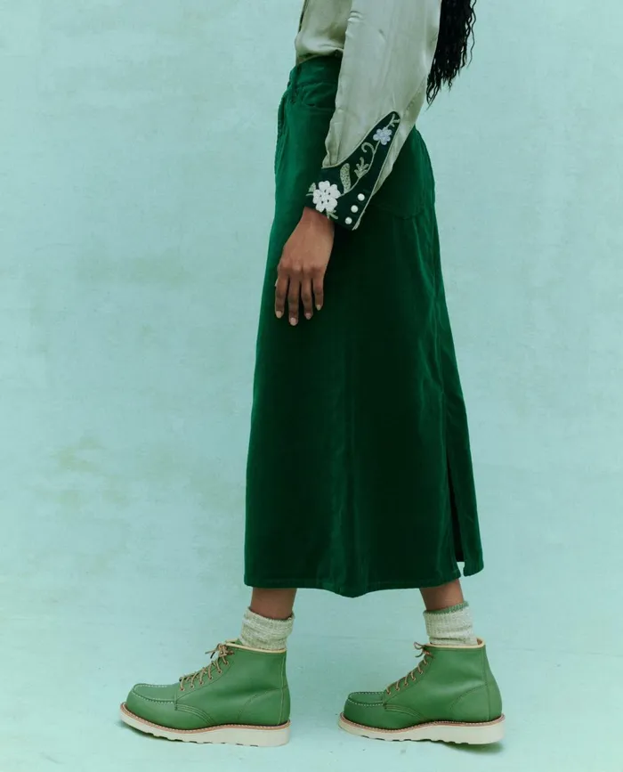 Skirts and Shorts Women The Great The Velvet Column Skirt Emerald Skirts and Shorts Women The Great The Velvet Column Skirt Emerald