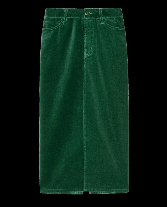Skirts and Shorts Women The Great The Velvet Column Skirt Emerald Skirts and Shorts Women The Great The Velvet Column Skirt Emerald