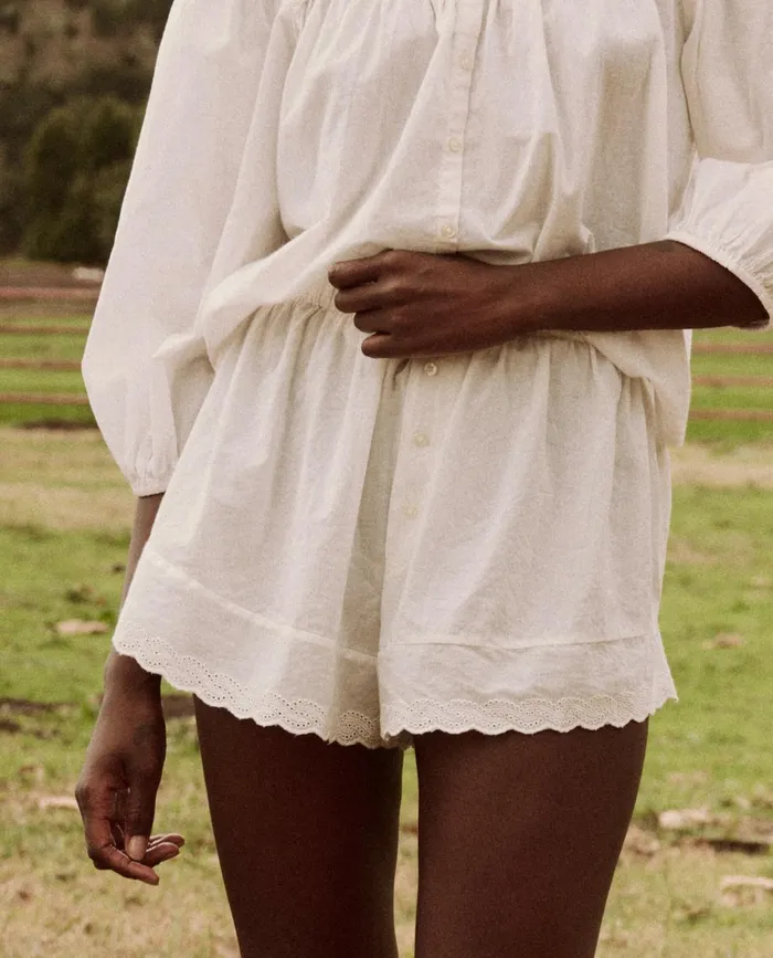 Sleep Bottoms Women The Great The Eyelet Tap Short True White