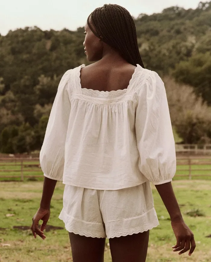 Sleep Bottoms Women The Great The Eyelet Tap Short True White Sleep Bottoms Women The Great The Eyelet Tap Short True White