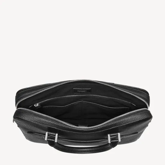 Slim Leather Briefcase Black Pebble MenWomen Aspinal Of London Briefcases
