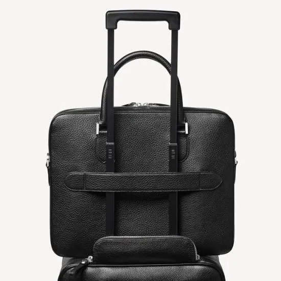 Slim Leather Briefcase Black Pebble MenWomen Aspinal Of London Briefcases