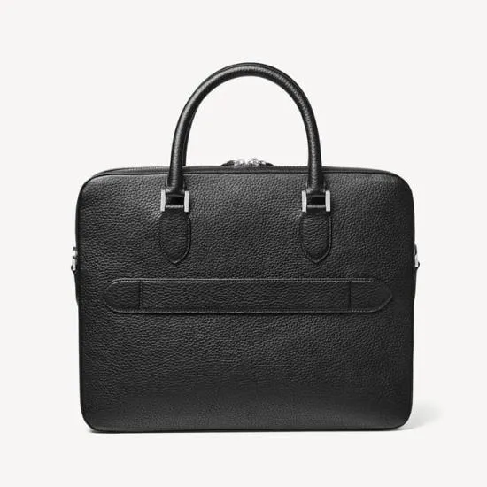 Slim Leather Briefcase Black Pebble MenWomen Aspinal Of London Briefcases