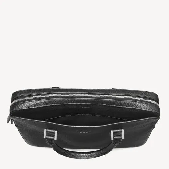 Slim Leather Briefcase Black Pebble MenWomen Aspinal Of London Briefcases