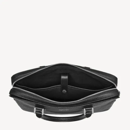 Slim Leather Briefcase Black Pebble MenWomen Aspinal Of London Briefcases