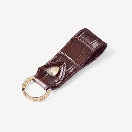 Small Leather Loop Keyring Deep Shine Amazon Brown Croc WomenMen Aspinal Of London Key Rings Small Leather Loop Keyring Deep Shine Amazon Brown Croc WomenMen Aspinal Of London Key Rings