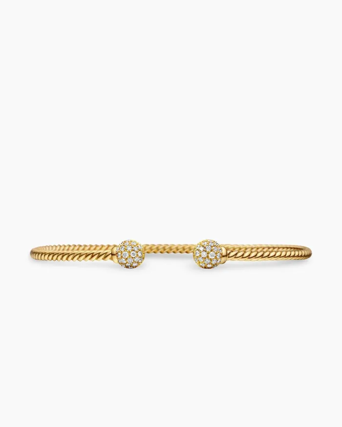 Solari Cablespira Bracelet In 18K Yellow Gold With Diamonds 23mm Women David Yurman Cuff Solari Cablespira Bracelet In 18K Yellow Gold With Diamonds 23mm Women David Yurman Cuff