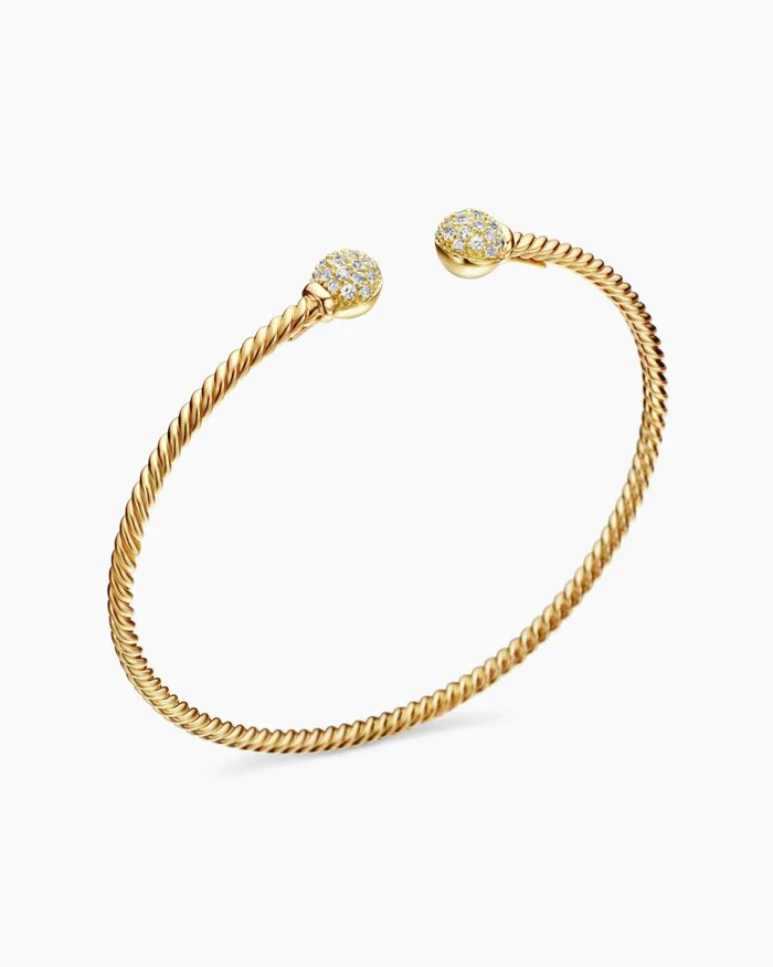 Solari Cablespira Bracelet In 18K Yellow Gold With Diamonds 23mm Women David Yurman Cuff Solari Cablespira Bracelet In 18K Yellow Gold With Diamonds 23mm Women David Yurman Cuff