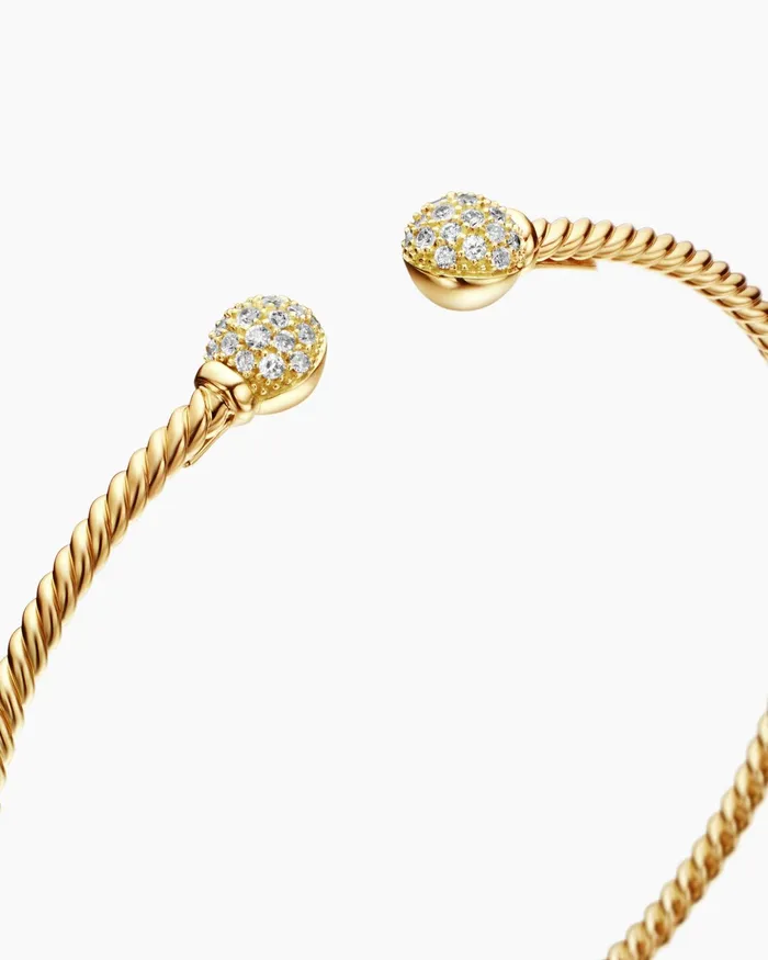 Solari Cablespira Bracelet In 18K Yellow Gold With Diamonds 23mm Women David Yurman Cuff Solari Cablespira Bracelet In 18K Yellow Gold With Diamonds 23mm Women David Yurman Cuff