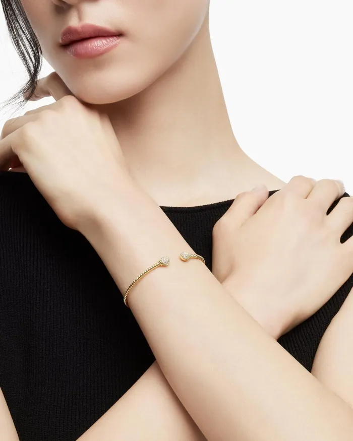 Solari Cablespira Bracelet In 18K Yellow Gold With Diamonds 23mm Women David Yurman Cuff Solari Cablespira Bracelet In 18K Yellow Gold With Diamonds 23mm Women David Yurman Cuff