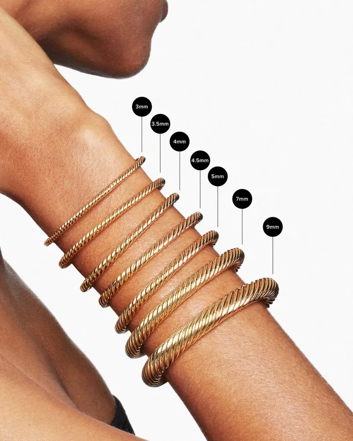 Solari Cablespira Bracelet In 18K Yellow Gold With Diamonds 23mm Women David Yurman Cuff Solari Cablespira Bracelet In 18K Yellow Gold With Diamonds 23mm Women David Yurman Cuff