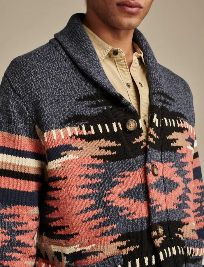 Southwest Shawl Cardigan Denim Multi Men Lucky Brand Sweaters