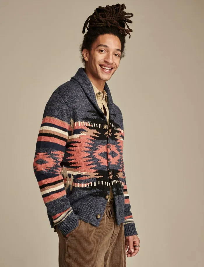 Southwest Shawl Cardigan Denim Multi Men Lucky Brand Sweaters
