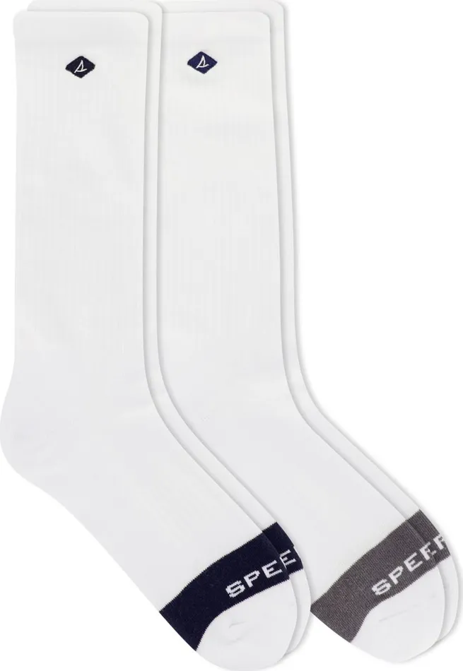 Sperry Socks and Liners Men Cotton Crew 2Pack Sock White Assorted