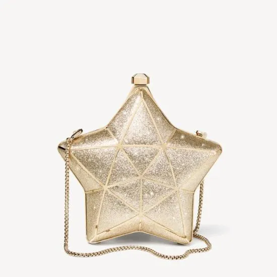 Star Clutch Champagne and Silver Glitter Women Aspinal Of London Bridal