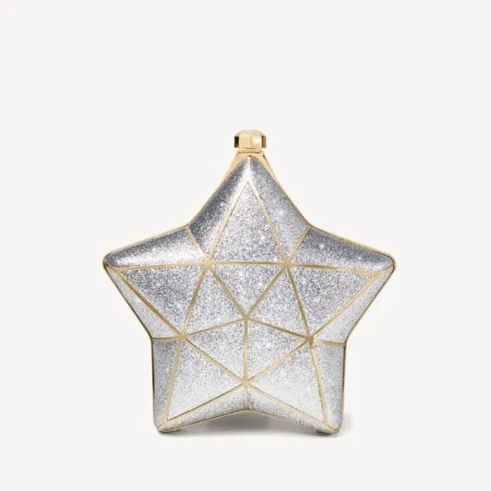 Star Clutch Champagne and Silver Glitter Women Aspinal Of London Bridal
