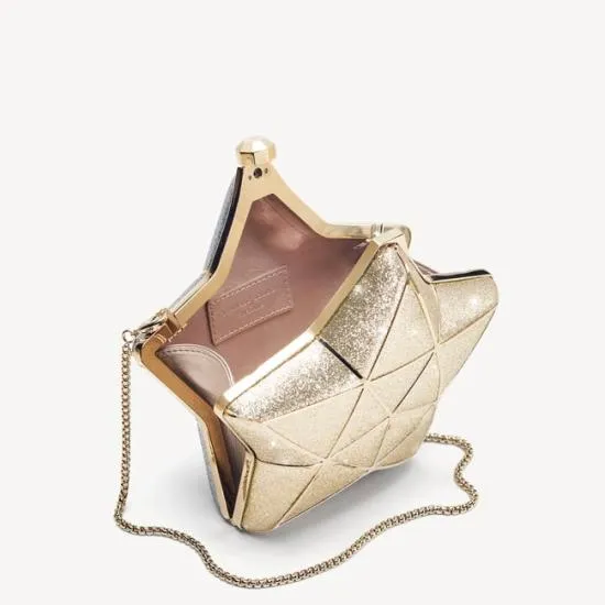 Star Clutch Champagne and Silver Glitter Women Aspinal Of London Bridal