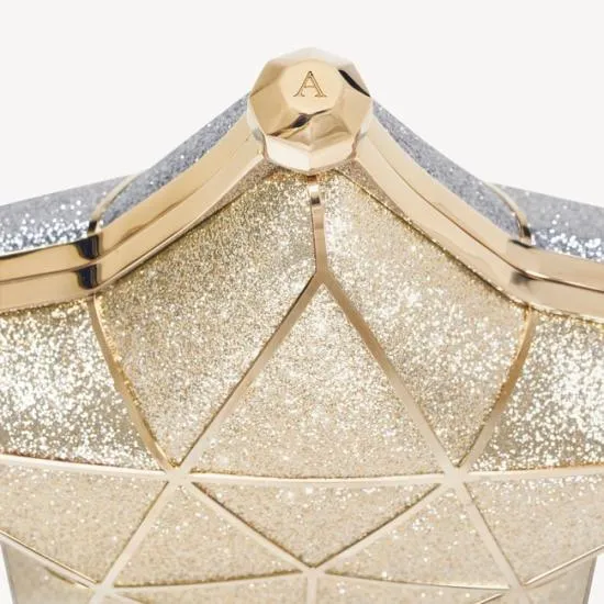 Star Clutch Champagne and Silver Glitter Women Aspinal Of London Bridal