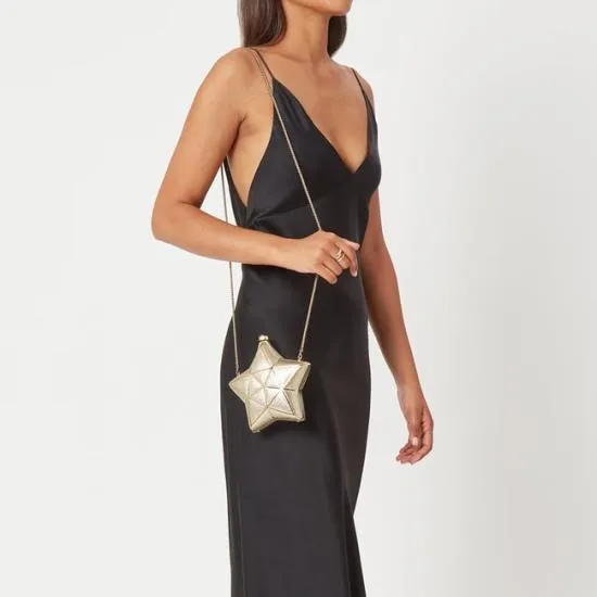 Star Clutch Champagne and Silver Glitter Women Aspinal Of London Bridal