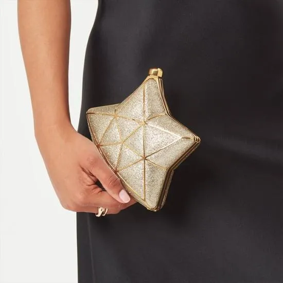 Star Clutch Champagne and Silver Glitter Women Aspinal Of London Bridal