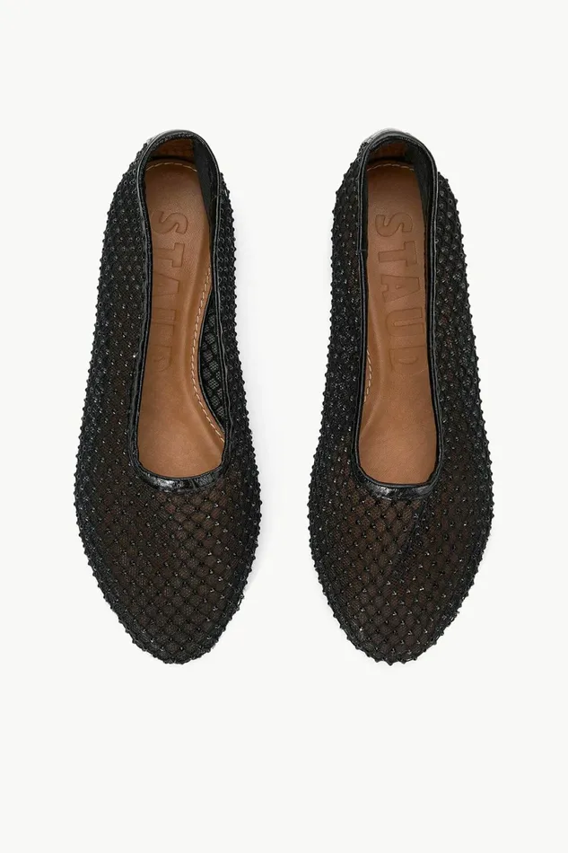 STAUD ALBA BALLET FLAT Black Crystal Mesh Women The Evening Edit STAUD ALBA BALLET FLAT Black Crystal Mesh Women The Evening Edit