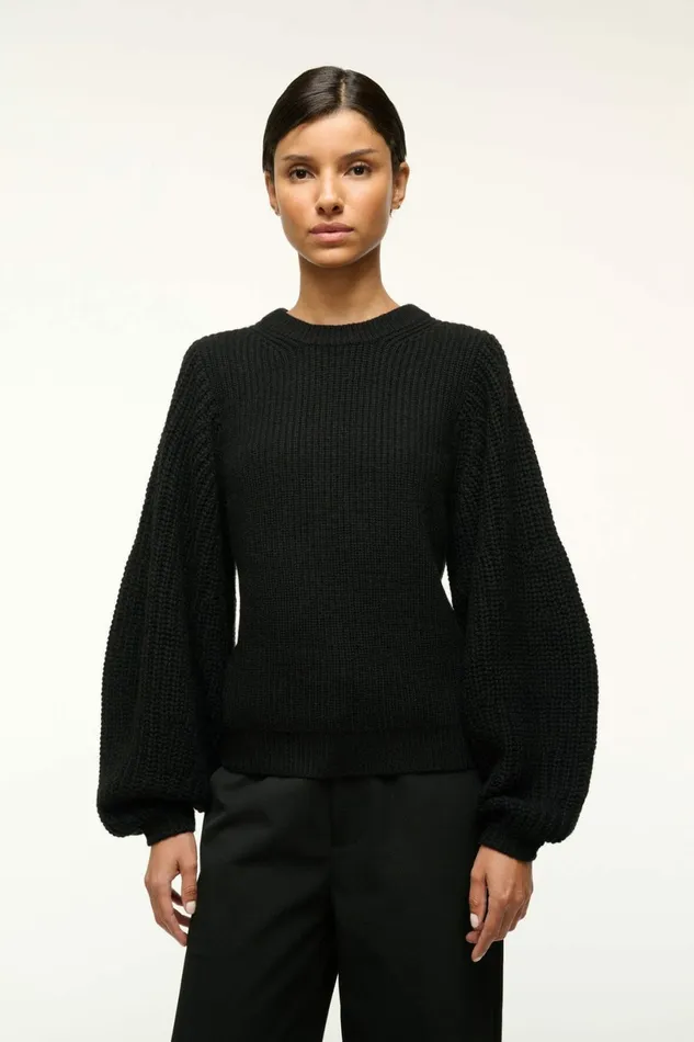 STAUD AURA SWEATER Black Women The Knit Shop STAUD AURA SWEATER Black Women The Knit Shop