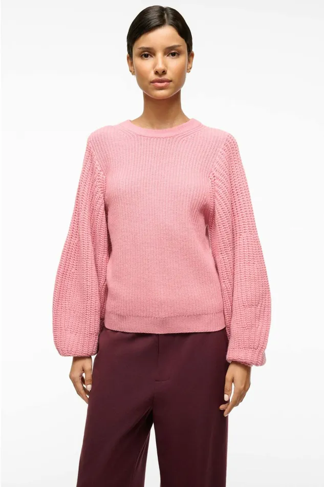 STAUD AURA SWEATER Damask Pink Women The Knit Shop STAUD AURA SWEATER Damask Pink Women The Knit Shop