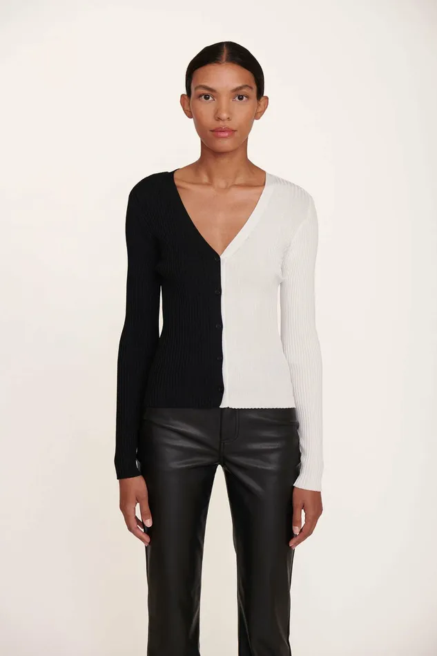 STAUD CARGO SWEATER Black White Women Sweaters