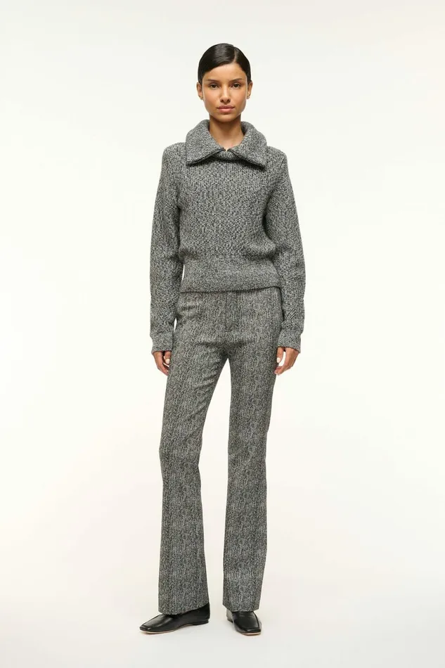 STAUD CHRISTOPHER SWEATER Black Melange Women The Knit Shop STAUD CHRISTOPHER SWEATER Black Melange Women The Knit Shop
