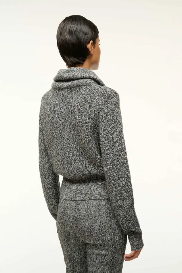 STAUD CHRISTOPHER SWEATER Black Melange Women The Knit Shop STAUD CHRISTOPHER SWEATER Black Melange Women The Knit Shop