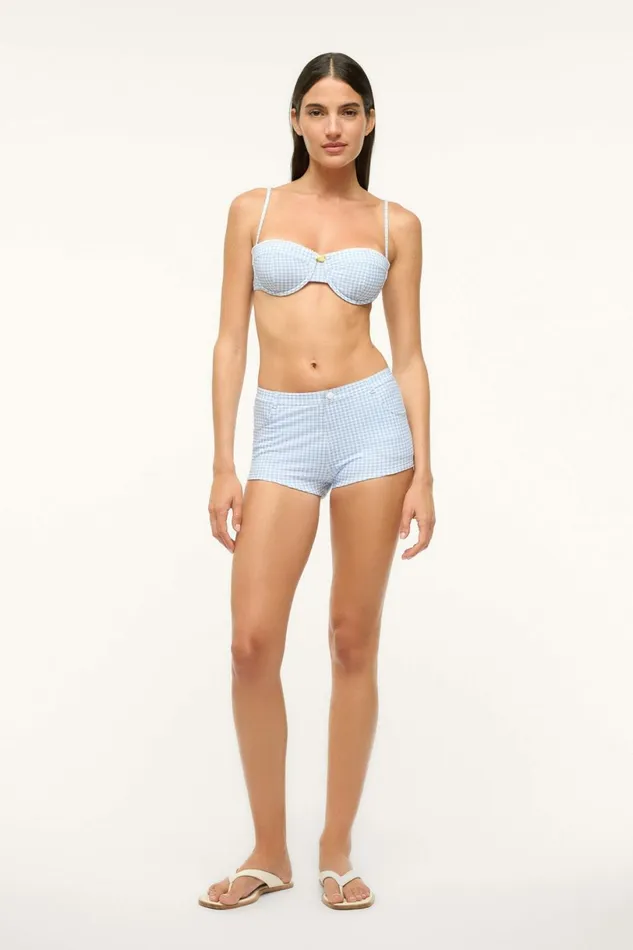 STAUD COD BIKINI BOTTOM Sky Micro Check Women Swim STAUD COD BIKINI BOTTOM Sky Micro Check Women Swim