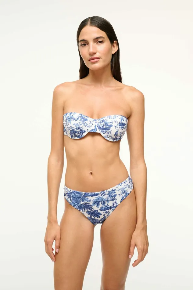 STAUD CORSAGE BIKINI BOTTOM Blue Toile Women Swim