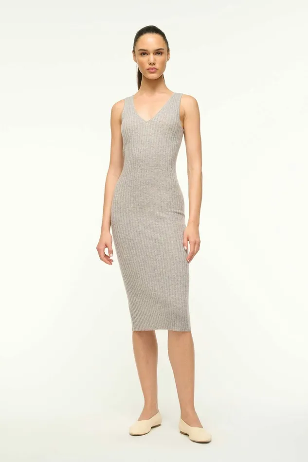 STAUD DANA CASHMERE DRESS Heather Grey Women Dresses
